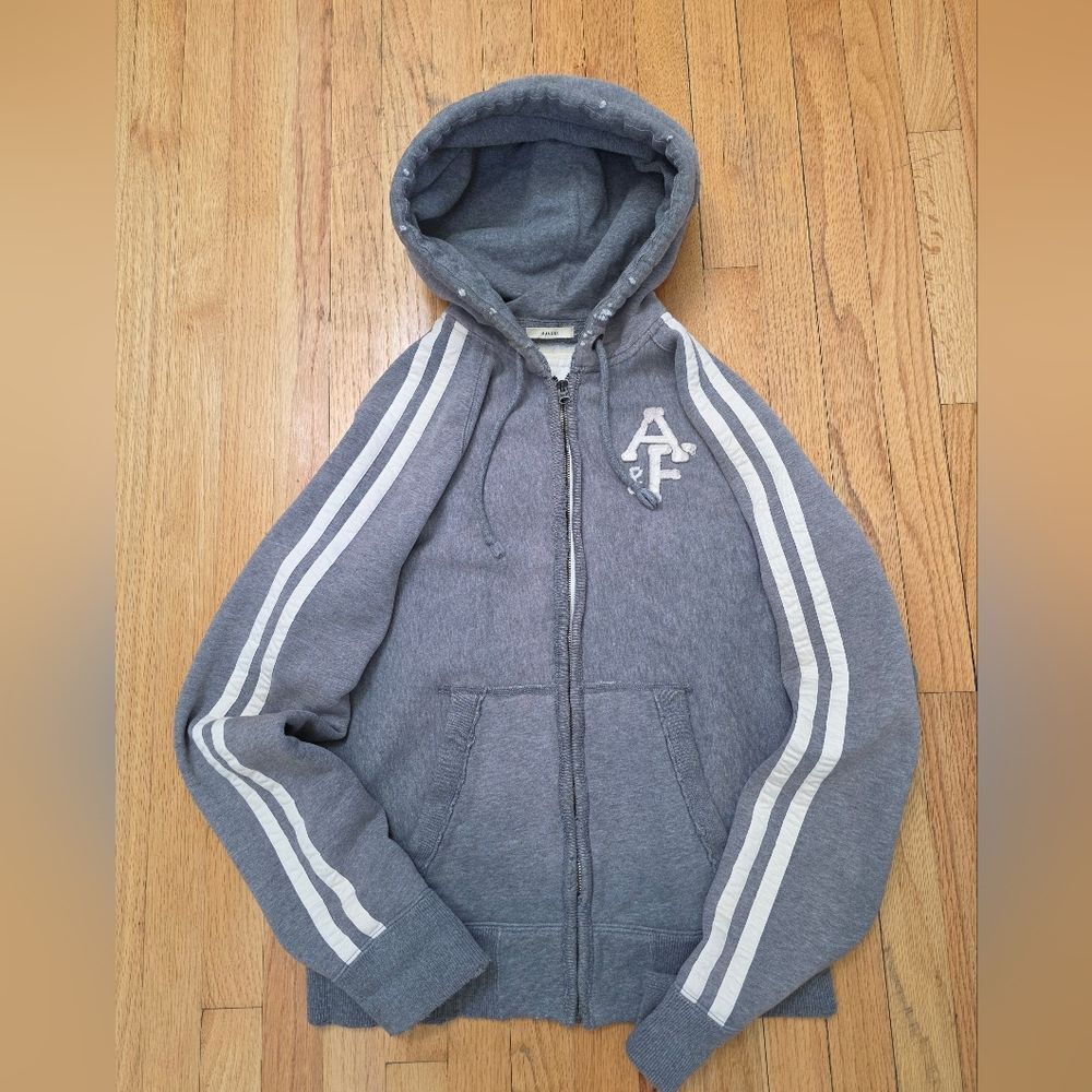 Vintage Abercrombie & Fitch Zip-Up Hoodie Fleece Lined Mens Sz M STREETWEAR GRAY